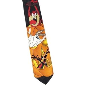 VTG Looney Tunes Mania Bugs Daffy Taz Halloween pumpkin necktie tie